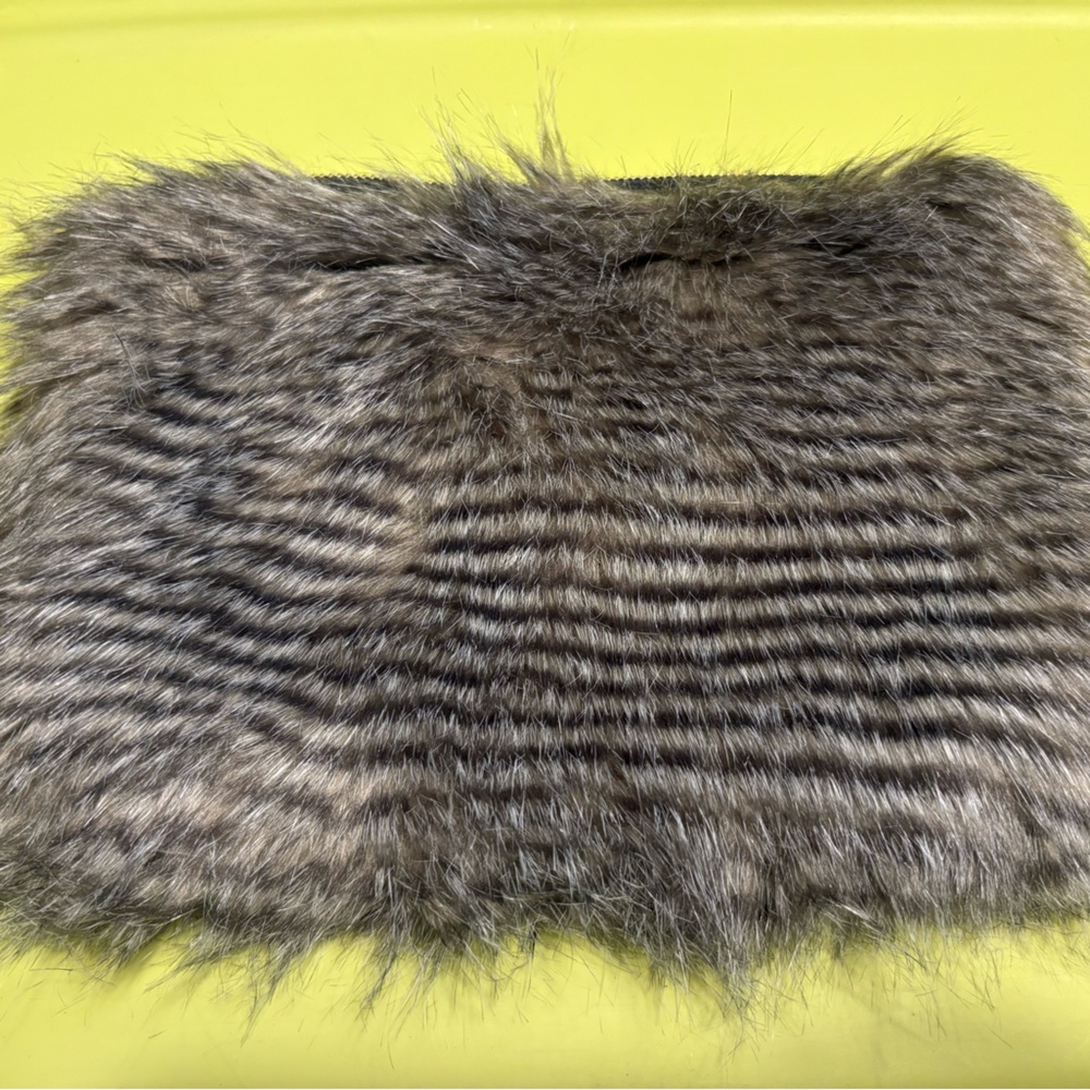 Ann Taylor Faux Fur Clutch in Brown and Black